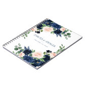 Carnet Blooms Chics | Floral bleu marine et rose pâle (Côté gauche)