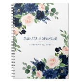 Carnet Blooms Chics | Floral bleu marine et rose pâle (Devant)