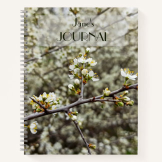 Carnet Blossom de printemps floral blanc élégant personna