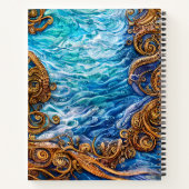 Carnet Blue and Gold Ocean Ripple Waves Art Abstrait (Dos)