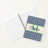 Carnet Blue and Green Gingham Plaid Tartan Monogram (Intérieur)