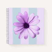 Carnet blue and purple striped daisy pattern (Devant)
