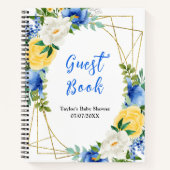 Carnet Blue and Yellow Floral Baby Shower Guest Book (Devant)