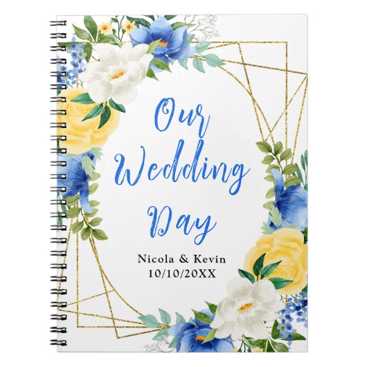 Carnet Blue and Yellow Floral Wedding Planner (Devant)