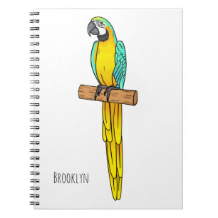 Carnet Blue-and-yellow macaw bird cartoon illustration
