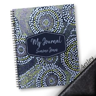 Carnet Blue Australian Modern Art Point Nom personnalisé