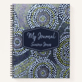 Carnet Blue Australian Modern Art Point Nom personnalisé (Devant)