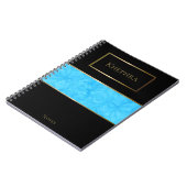Carnet Blue Batik Simple Aquarelle Nom (Côté gauche)