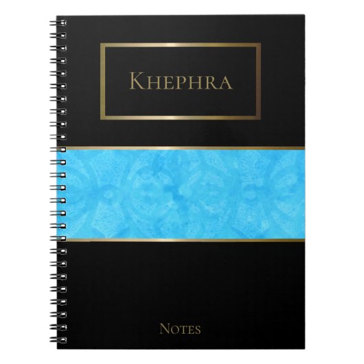 Carnet Blue Batik Simple Aquarelle Nom (Devant)