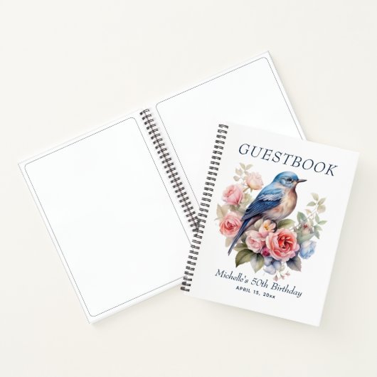 Carnet Blue Bird Rose Floral 50e anniversaire (Intérieur)