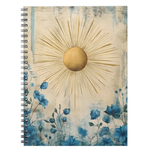 Carnet Blue Boho Sunshine" (ou parfois "Boho Sun Blue") (Devant)