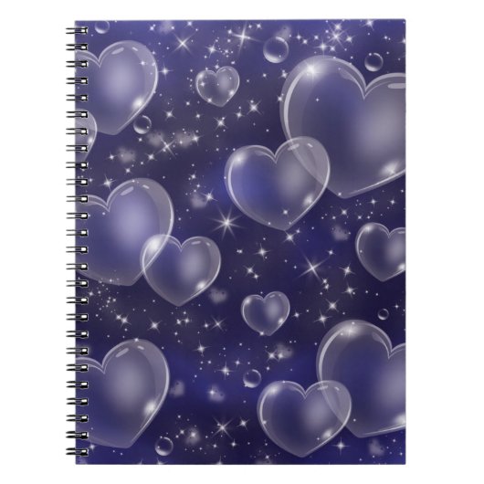 Carnet Blue Bubble Hearts mignon Girly 90's Style Design (Devant)