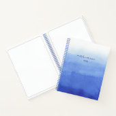 Carnet Blue Custom Watercolor Wash Nom du script Sketch (Intérieur)