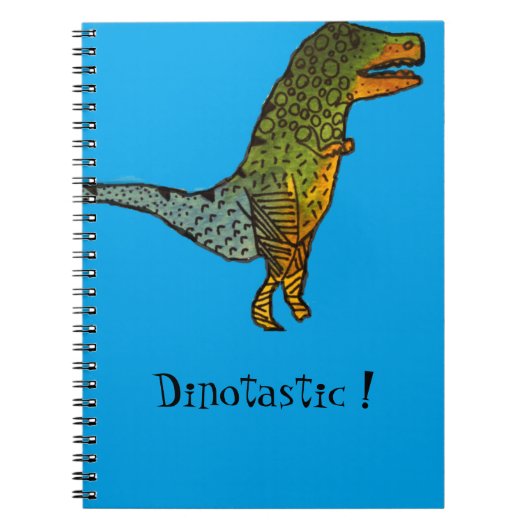 Carnet Blue cute dinosaur dinotastic ! T-Rex art doodle (Devant)