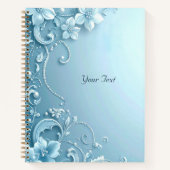 Carnet Blue Decorative Floral Notebook (Devant)