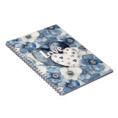Carnet Blue Denim Coeurs Fleurs Amour (Côté Droit)