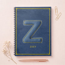 Blue Denim Faux Stitched Patch Letter Z Monogram
