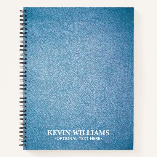 Carnet Blue Faux Cuir Texture design personnalisé (Devant)