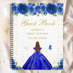 Carnet Blue Floral Brown cheveux Princess Sweet sixteen