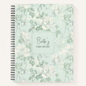 Carnet Blue Floral French Toile Flower Custom Name Recipe (Devant)