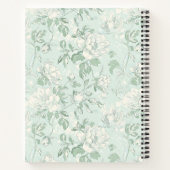 Carnet Blue Floral French Toile Flower Custom Name Recipe (Dos)