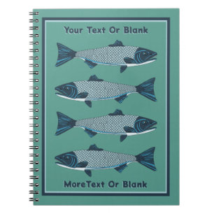 Carnet Blue Folk Art Trout/Saumon