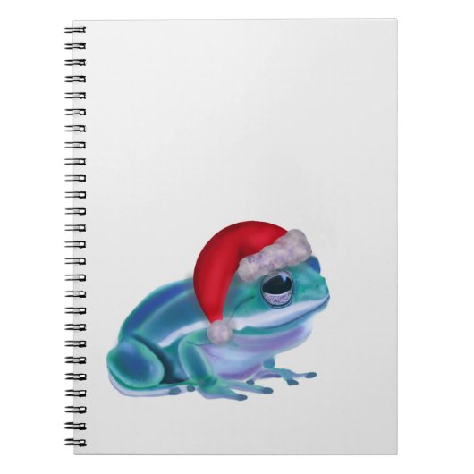 Carnet Blue frog with Santa hat. (Devant)