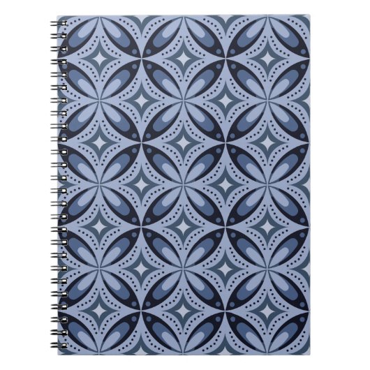 Carnet Blue Geometric Pattern Retro Style (Devant)