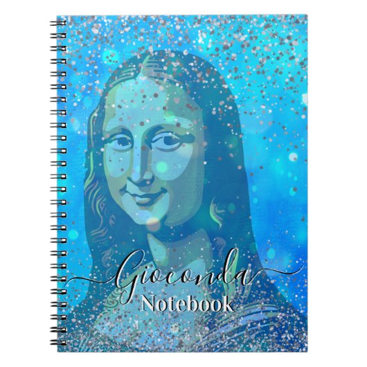 Carnet Blue Glitter Leonardo Da Vinci Gioconda (Devant)