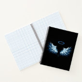 Carnet Blue Glowing Angel Wings on black background (Intérieur)