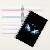 Carnet Blue Glowing Angel Wings on black background (À l'intérieur)