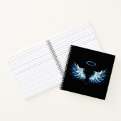 Carnet Blue Glowing Angel Wings on black background (Intérieur)