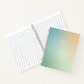 Carnet Blue Green Ombre Gradient Nom Abstrait (Intérieur)
