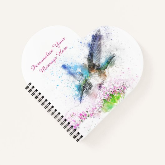 Carnet Blue Hummingbird Aquarelle Design Floral (Devant)