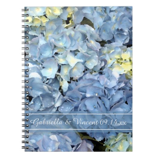 Carnet Blue Hydrangea Floral Mariage (Devant)
