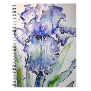 Carnet Blue Iris Art floral Aquarelle Art