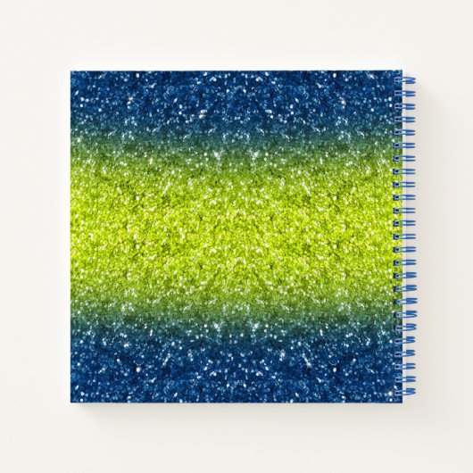 Carnet Blue Lime Ombre Parties scintillant Monogram Sketc (Dos)