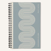 Carnet Blue Lombard Wavy Lines Modern Custom Notebook (Recto)
