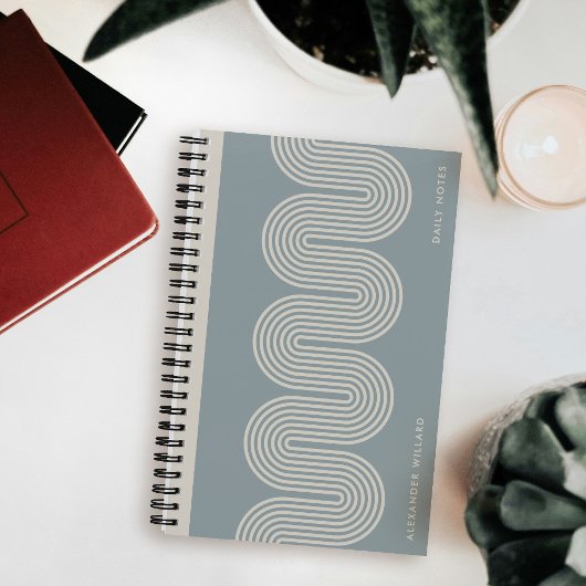 Carnet Blue Lombard Wavy Lines Modern Custom Notebook