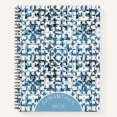 Carnet Blue Modern Chic Motif Nom personnalisé Simple (Devant)