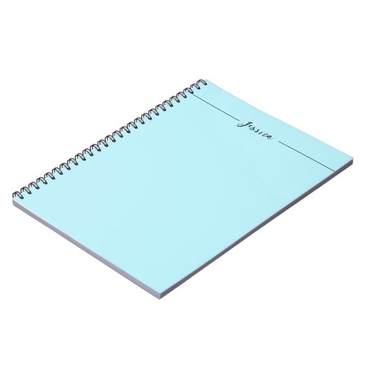 Carnet Blue Modern Elegant Plain Simple Professional Name (Côté gauche)