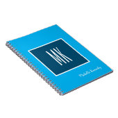 Carnet Blue Modern Monogramme Professionnel (Côté Droit)