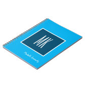 Carnet Blue Modern Monogramme Professionnel (Côté gauche)
