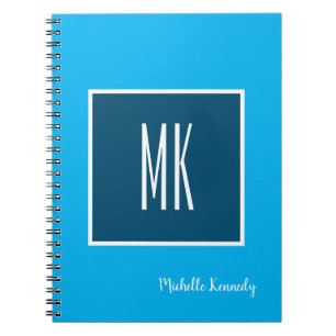 Carnet Blue Modern Monogramme Professionnel