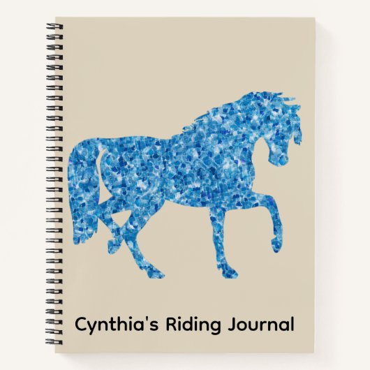 Carnet Blue Mosaic Horse (Devant)