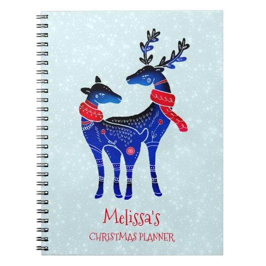 Carnet Blue Nordic Christmas Reindeer Pair (Devant)