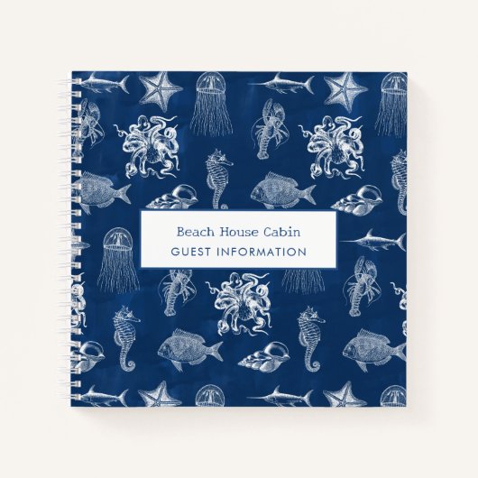 Carnet Blue Ocean Marine Animaux Beach House Infos client (Devant)