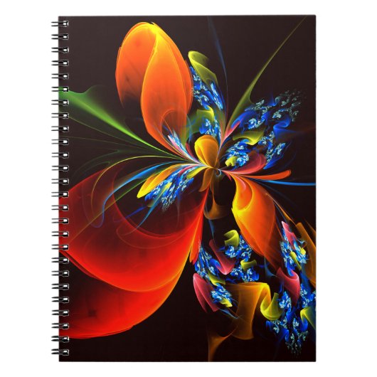 Carnet Blue Orange Floral Moderne Art Abstrait Motif #03 (Devant)