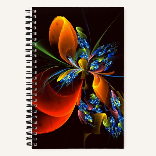 Carnet Blue Orange Floral Moderne Art Abstrait Motif #03 (Recto)
