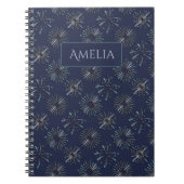 Carnet Blue Ornate Firework Pattern Personalised Elegant (Devant)